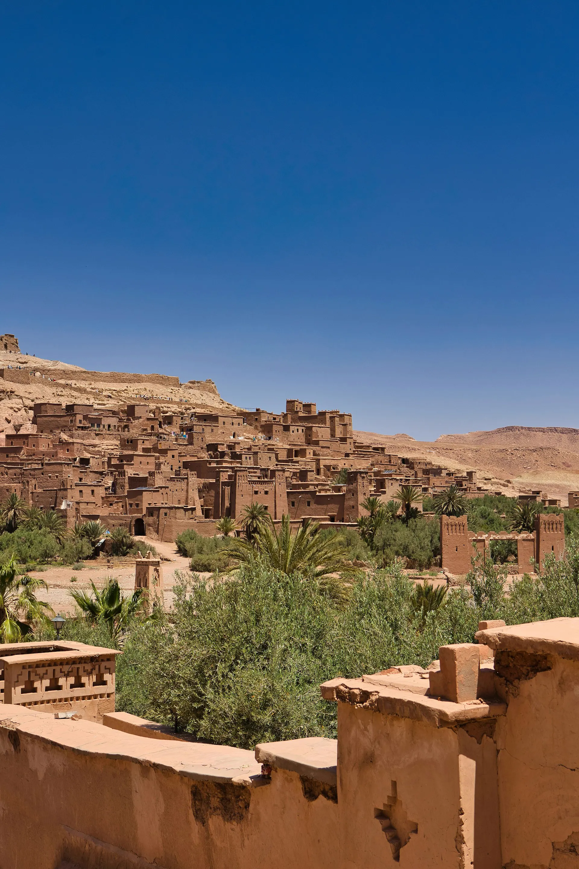 Mud-brick houses of Ait Ben Haddou on the hillside