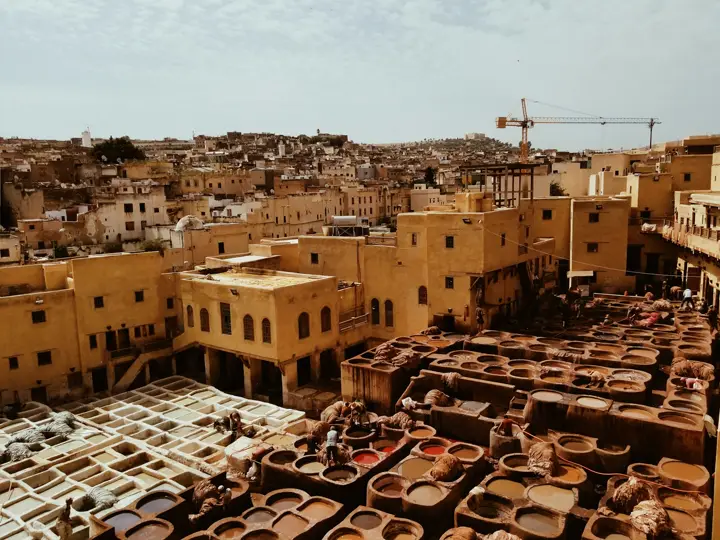 The Chouara tannery in Fes from above