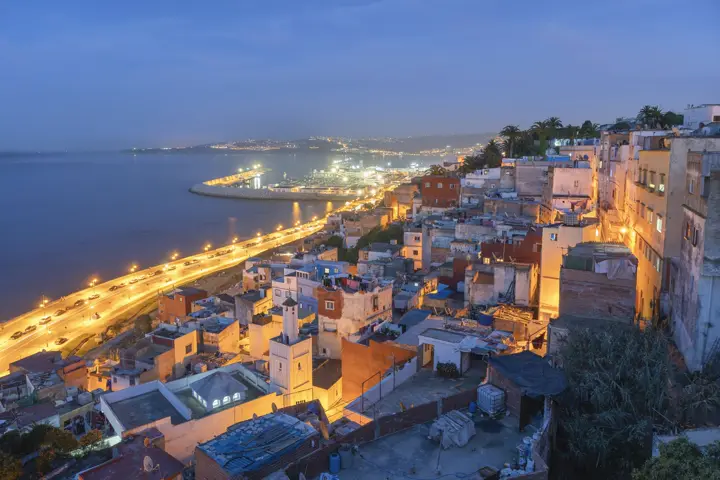 Tangier and its bay in the evening